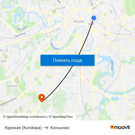 Курская (Kurskaya) to Коньково map
