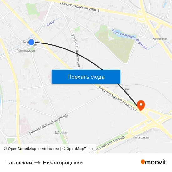 Таганский to Нижегородский map