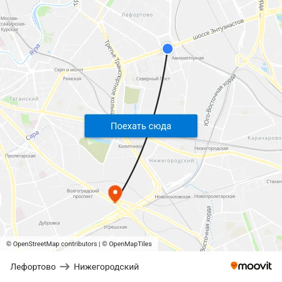 Лефортово to Нижегородский map