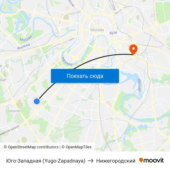 Юго-Западная (Yugo-Zapadnaya) to Нижегородский map