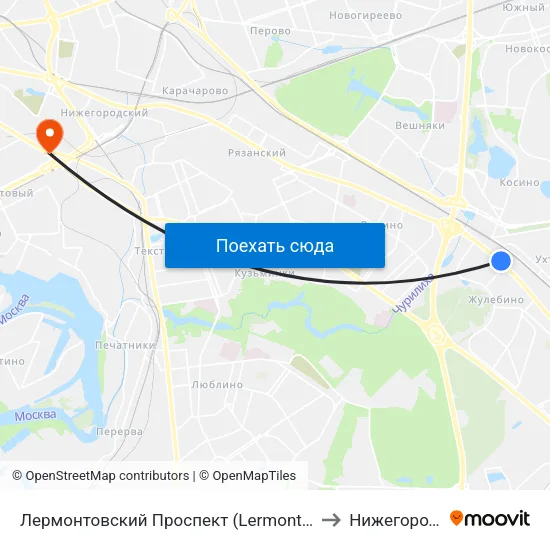 Лермонтовский Проспект (Lermontovsky Prospekt) to Нижегородский map
