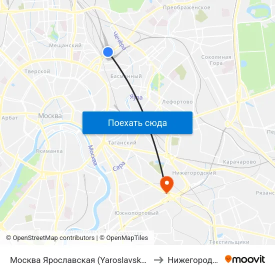 Москва Ярославская (Yaroslavsky Station) to Нижегородский map