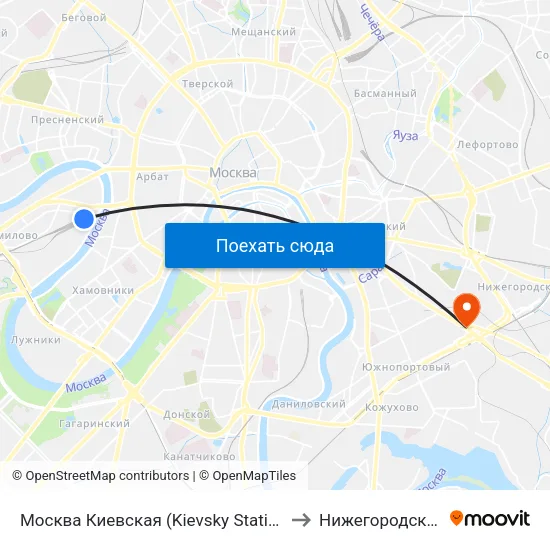 Москва Киевская (Kievsky Station) to Нижегородский map