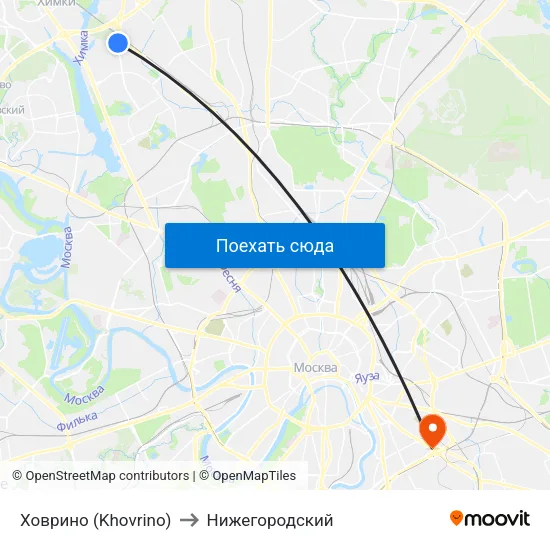 Ховрино (Khovrino) to Нижегородский map