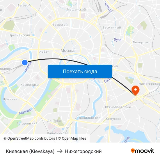 Киевская (Kievskaya) to Нижегородский map