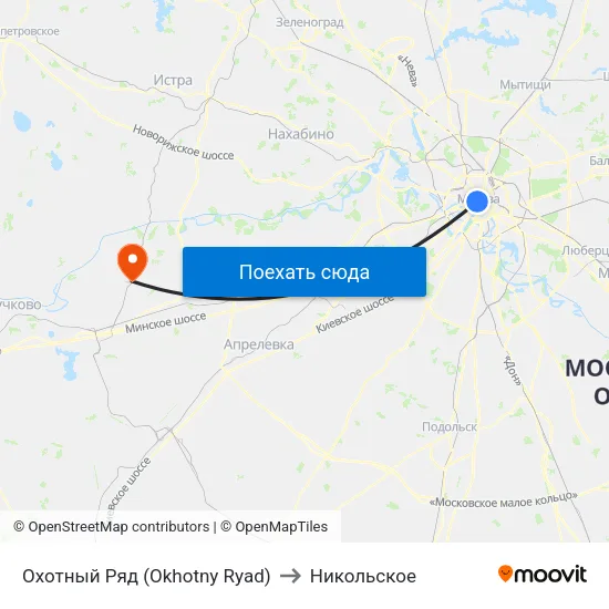Охотный Ряд (Okhotny Ryad) to Никольское map