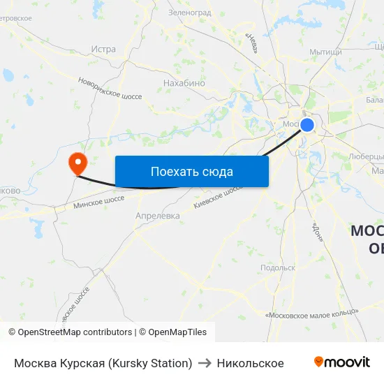 Москва Курская (Kursky Station) to Никольское map