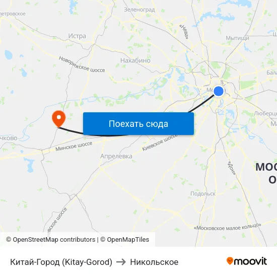 Китай-Город (Kitay-Gorod) to Никольское map