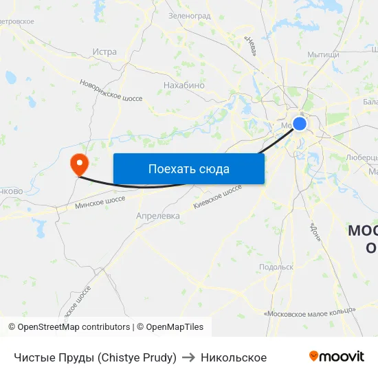 Чистые Пруды (Chistye Prudy) to Никольское map