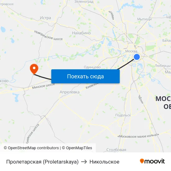 Пролетарская (Proletarskaya) to Никольское map