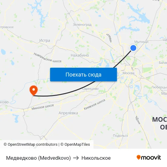 Медведково (Medvedkovo) to Никольское map