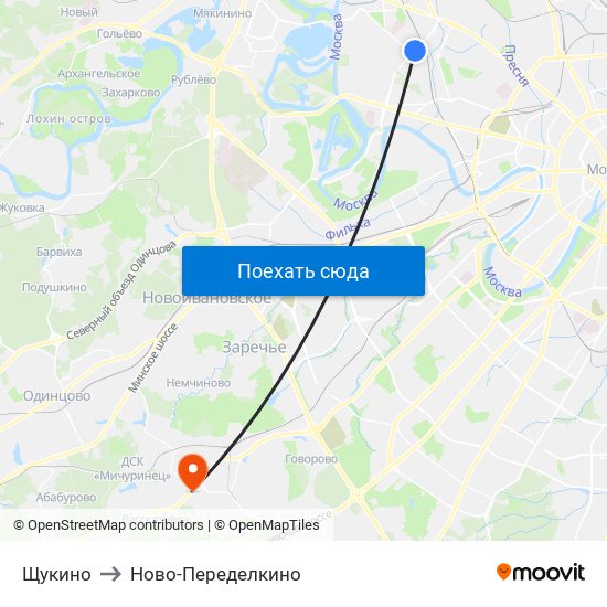 Щукино to Ново-Переделкино map