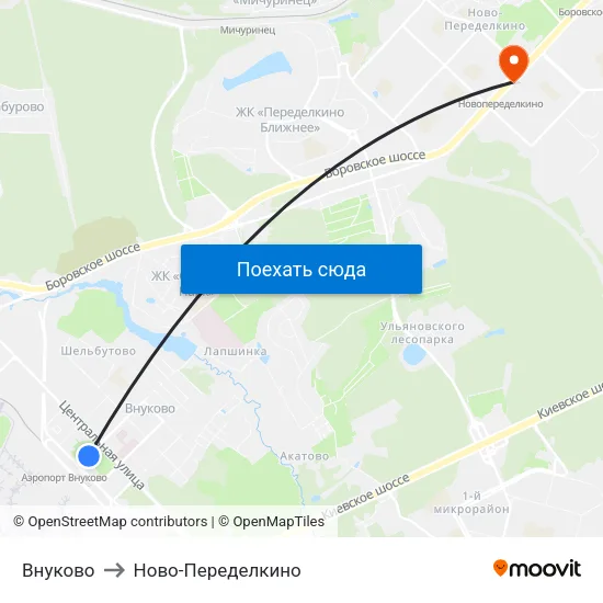 Внуково to Ново-Переделкино map