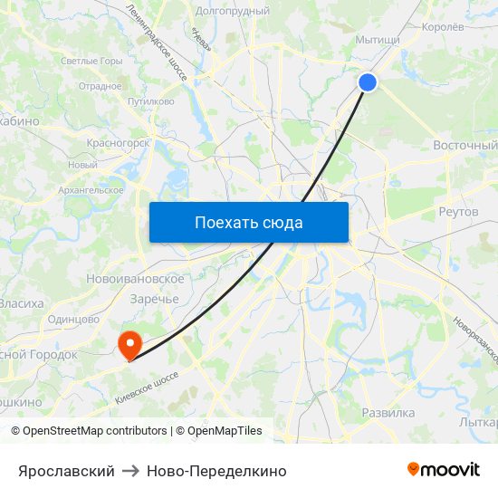 Ярославский to Ново-Переделкино map