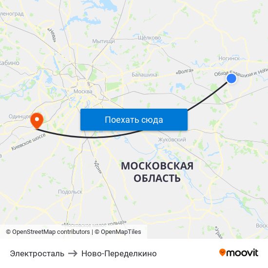 Электросталь to Ново-Переделкино map