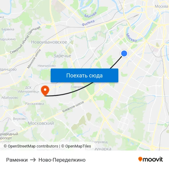 Раменки to Ново-Переделкино map