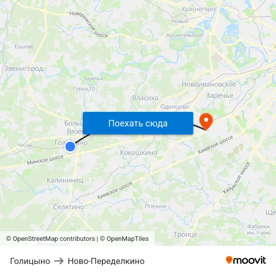 Голицыно to Ново-Переделкино map