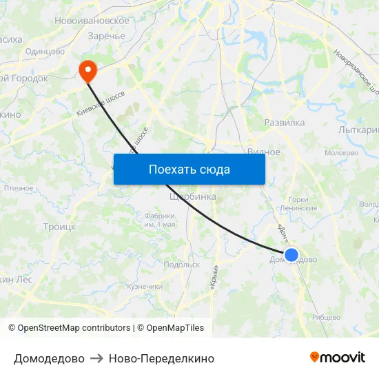 Домодедово to Ново-Переделкино map