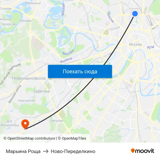 Марьина Роща to Ново-Переделкино map
