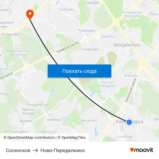 Сосенское to Ново-Переделкино map