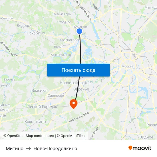 Митино to Ново-Переделкино map