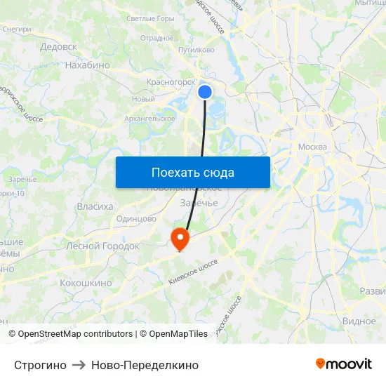 Строгино to Ново-Переделкино map