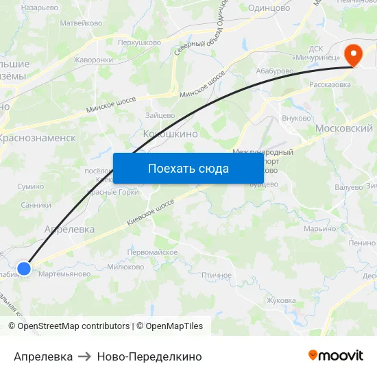 Апрелевка to Ново-Переделкино map