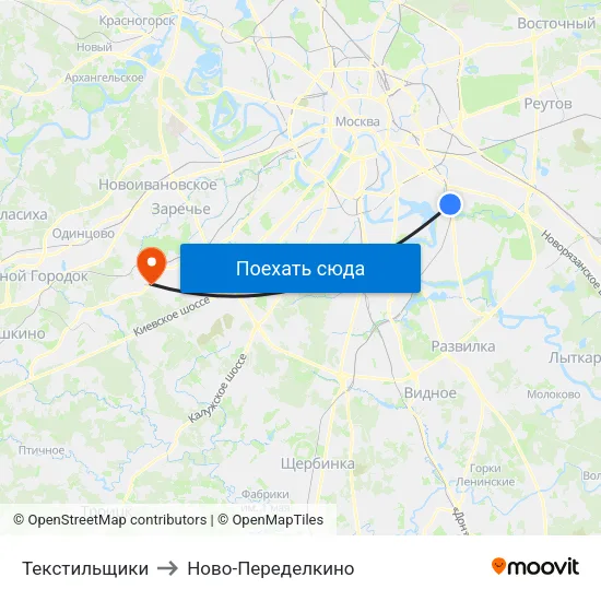 Текстильщики to Ново-Переделкино map