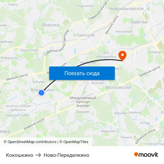 Кокошкино to Ново-Переделкино map