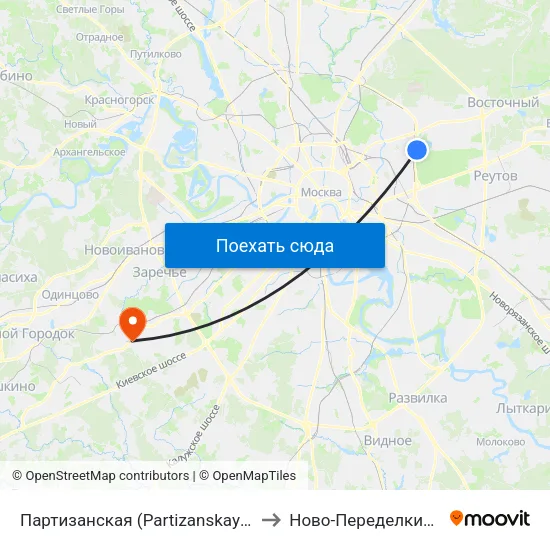 Партизанская (Partizanskaya) to Ново-Переделкино map