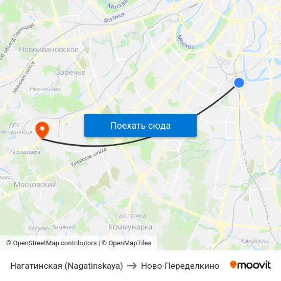 Нагатинская (Nagatinskaya) to Ново-Переделкино map