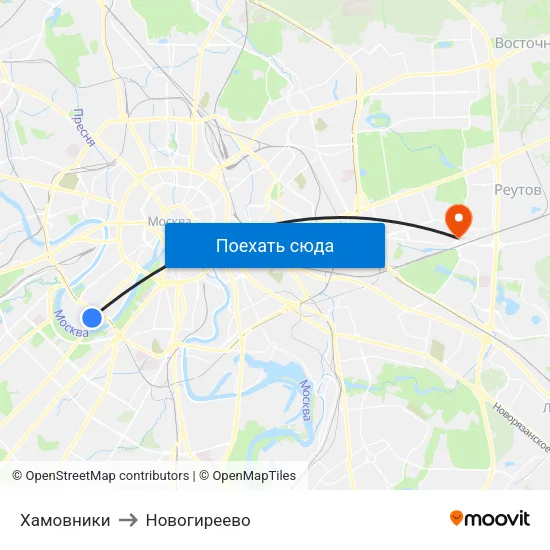 Хамовники to Новогиреево map