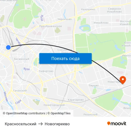 Красносельский to Новогиреево map