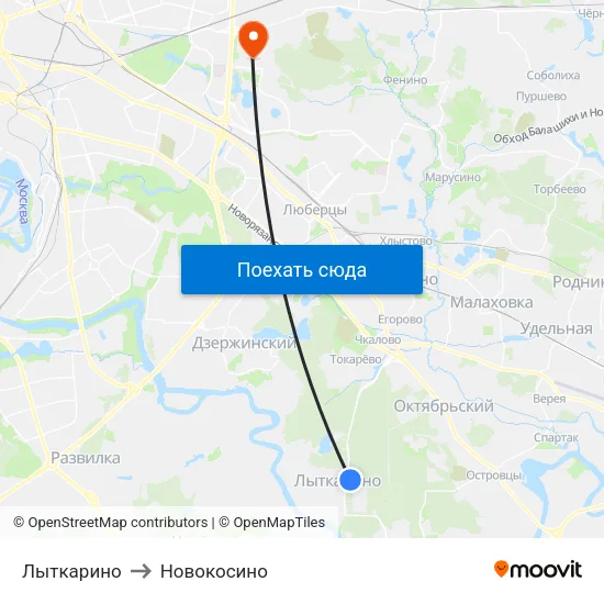Лыткарино to Новокосино map