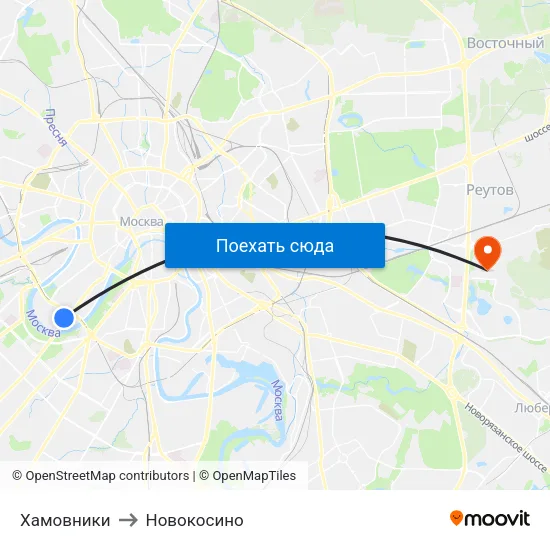 Хамовники to Новокосино map