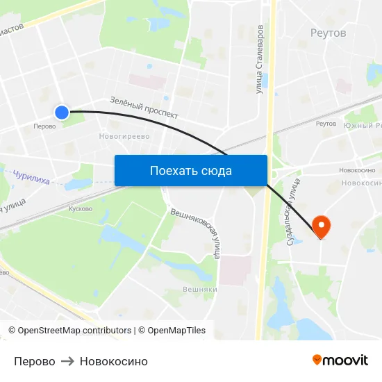 Перово to Новокосино map
