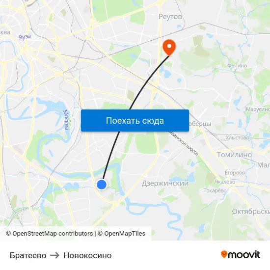 Братеево to Новокосино map