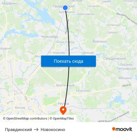 Правдинский to Новокосино map