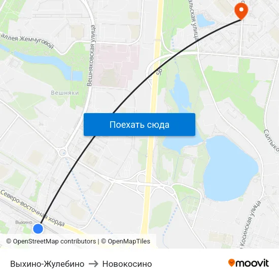 Выхино-Жулебино to Новокосино map