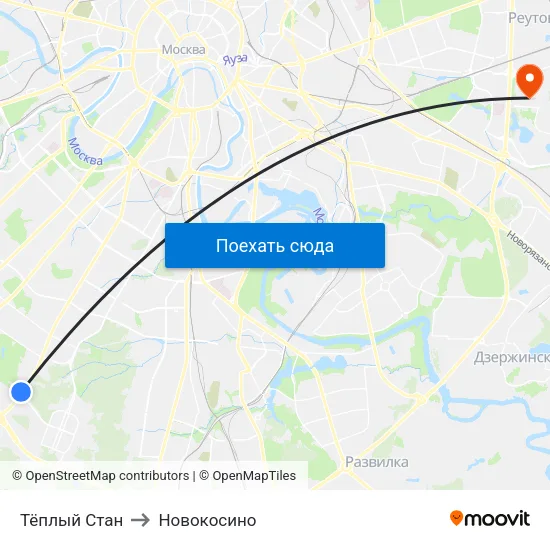 Тёплый Стан to Новокосино map