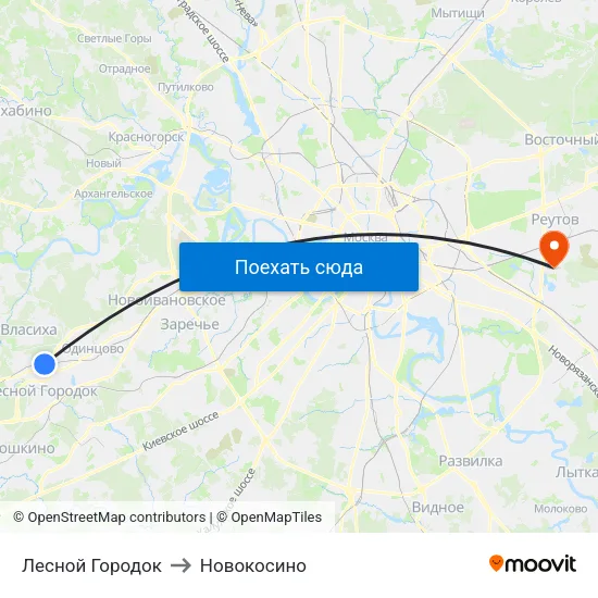 Лесной Городок to Новокосино map
