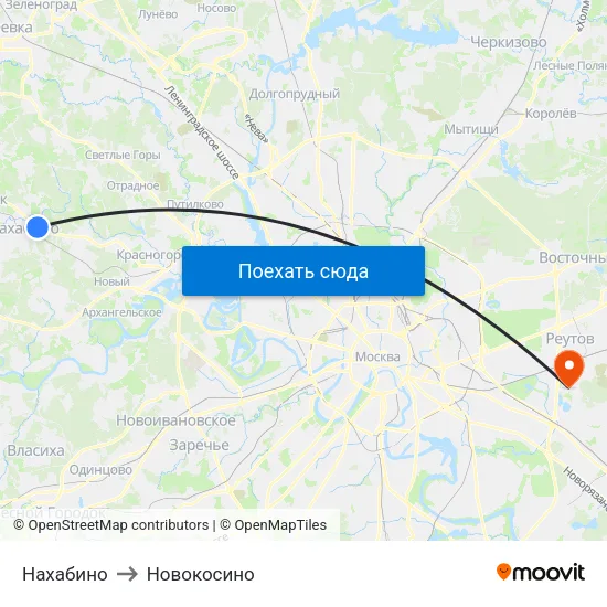 Нахабино to Новокосино map