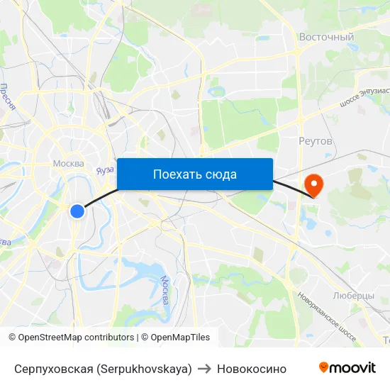 Серпуховская (Serpukhovskaya) to Новокосино map