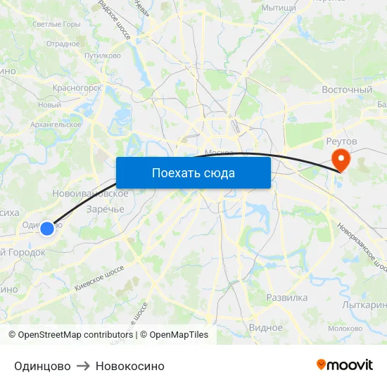 Одинцово to Новокосино map