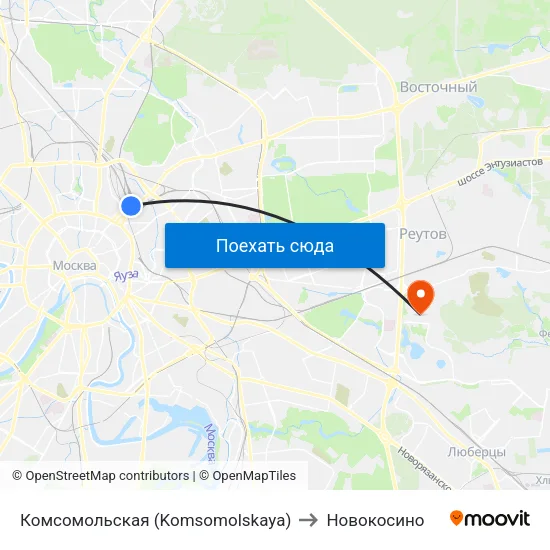Комсомольская (Komsomolskaya) to Новокосино map