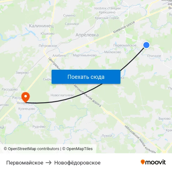 Первомайское to Новофёдоровское map