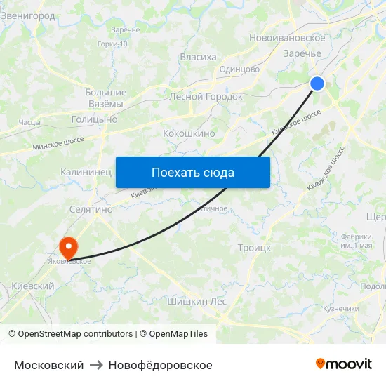 Московский to Новофёдоровское map