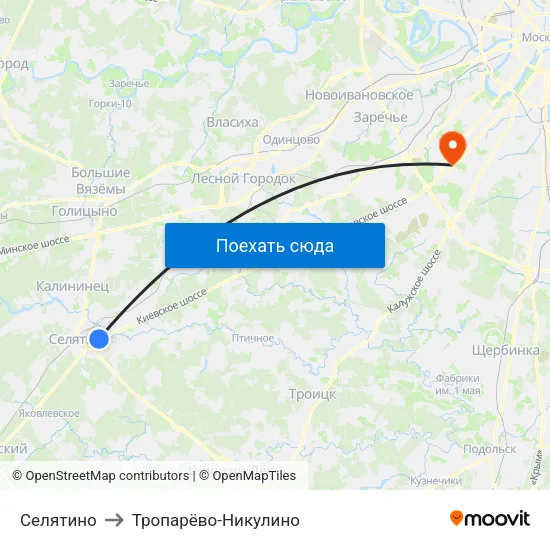 Селятино to Тропарёво-Никулино map