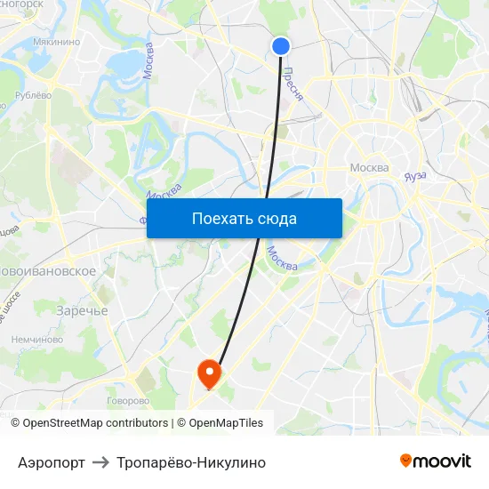 Аэропорт to Тропарёво-Никулино map