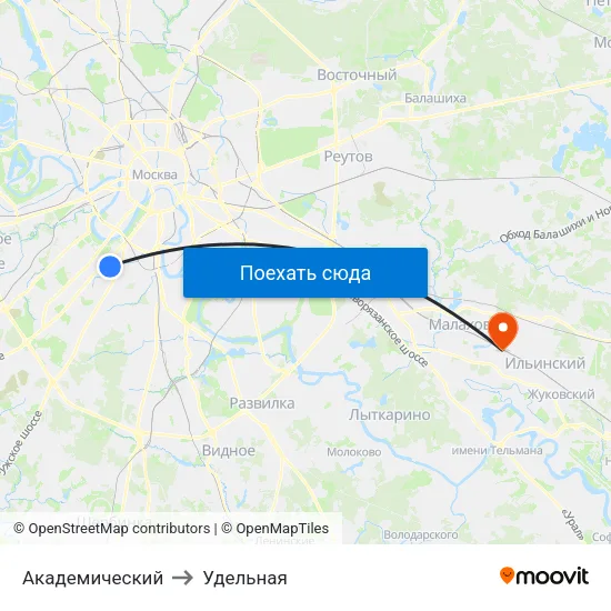 Академический to Удельная map
